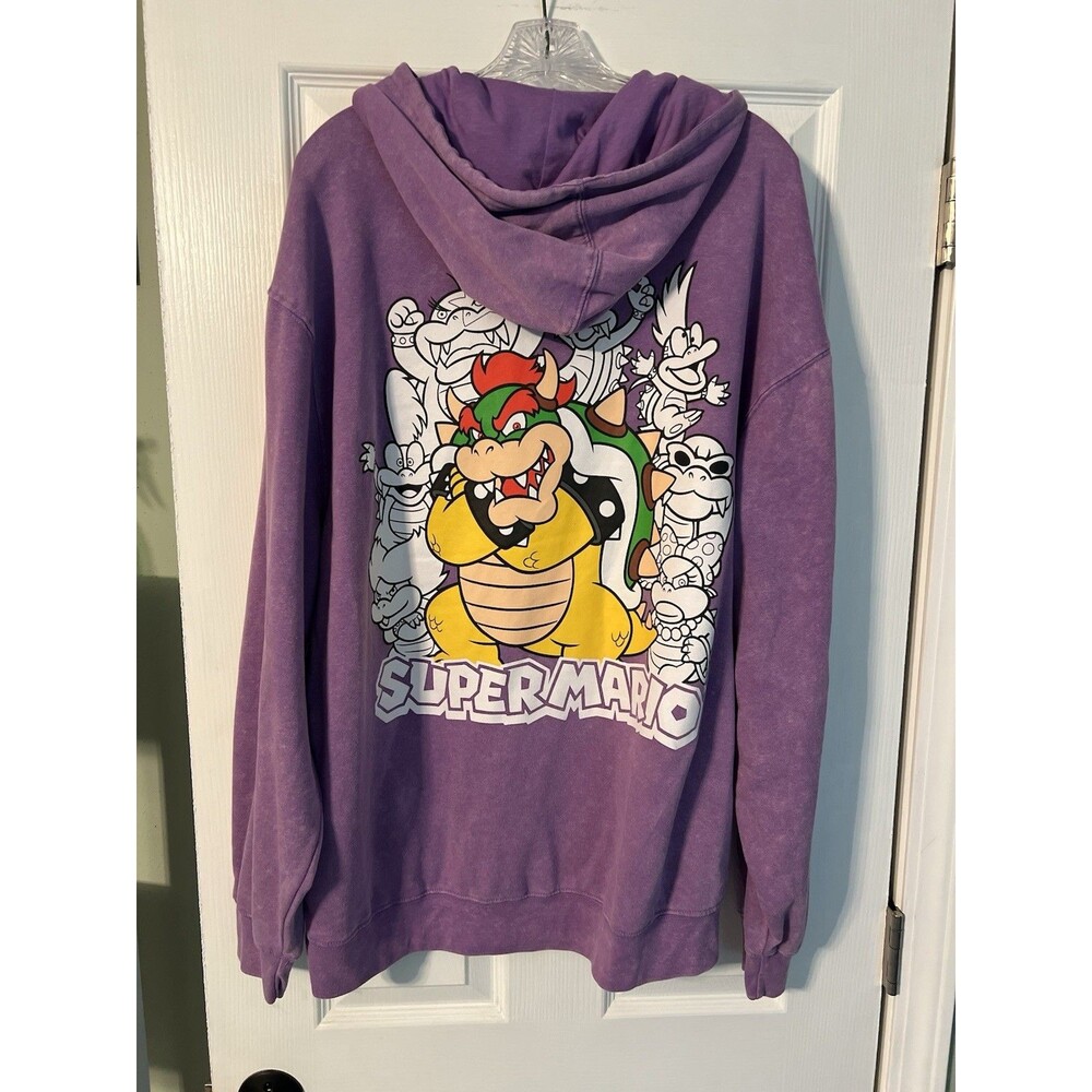 NWT Super Mario 2XL 50-52 Hoodie Purple Mineral Pullover Double-Sided Nintendo